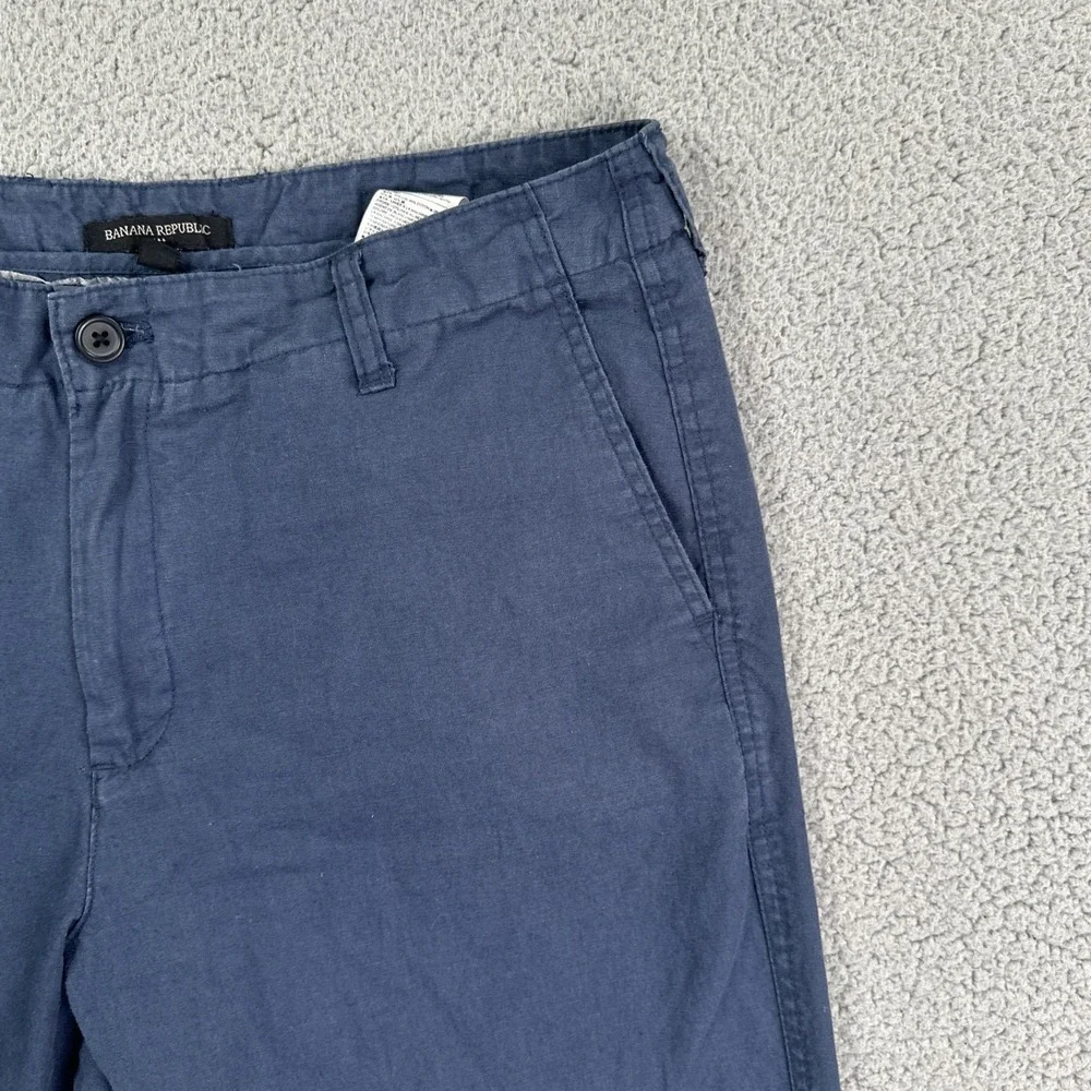 Banana Republic Linen Cotton Pants Men 34x30 Hague Blue Flap Pocket Breathable